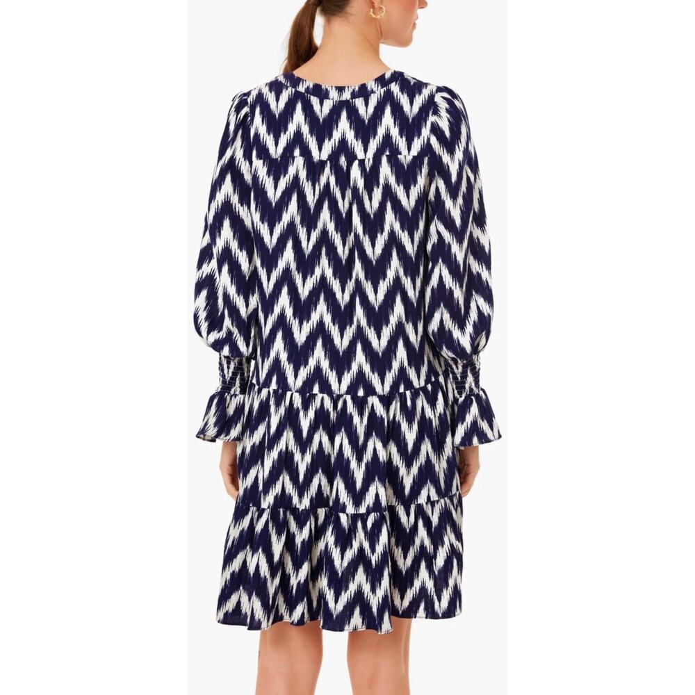 Tuckernuck Pomander Place Ikat Kenzo Swing Dress Navy Blue Short Womens Medium - Picture 5 of 10